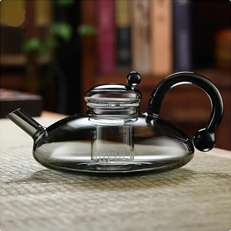 700ml Heat Resistant Glass Black Teapot