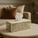 Beige Metal Tissue Box Cover with Leaf Cut-Out - view 2