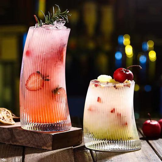 Glass Ribbed Cups Dozen Set