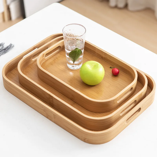 Rectangular Bamboo Trays |Set of 3
