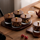 Glass Storage Jar Set with Acacia Wood Lids - view 5