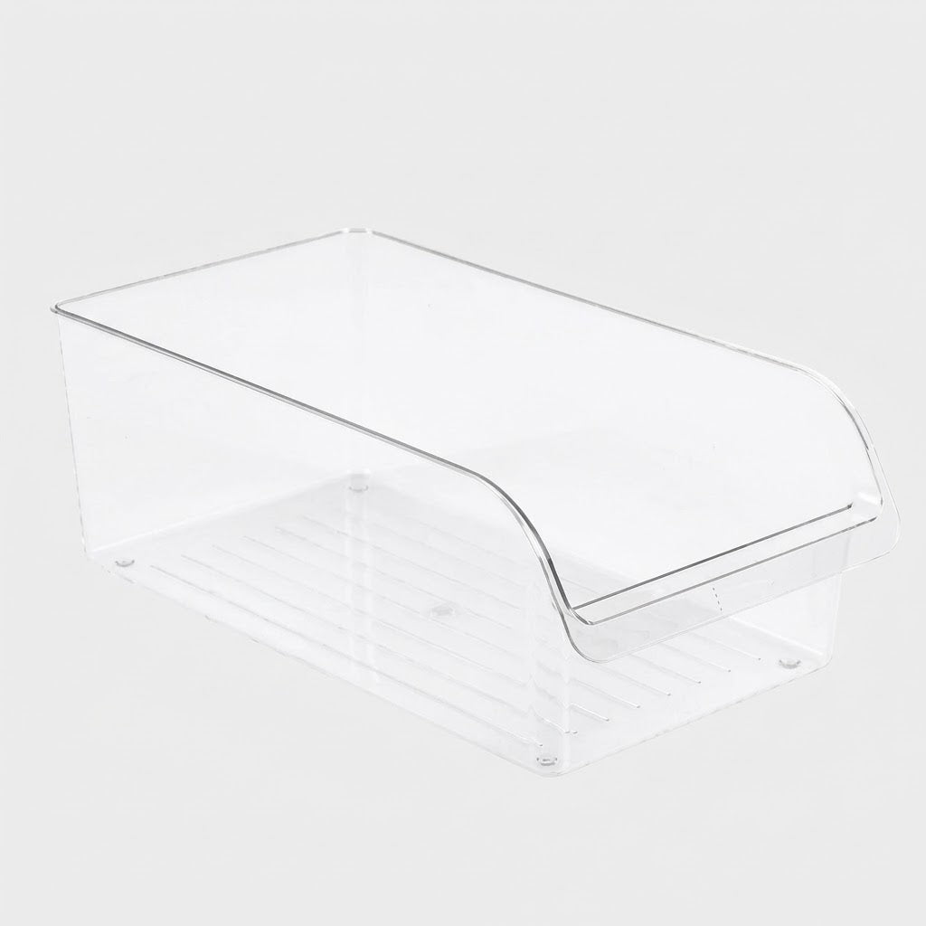 Clear Plexi Fridge Storage Bin | Wide Can & Food Organizer
