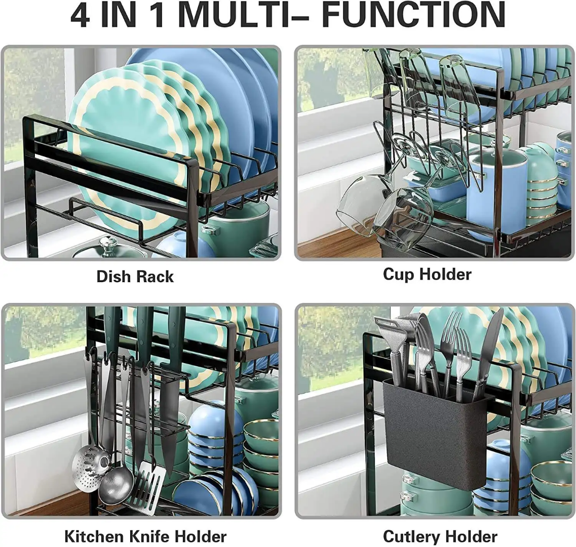 2 tiers dishrack with drainer