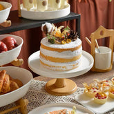 Porcelain Cake Stand with Bamboo Base - view 3