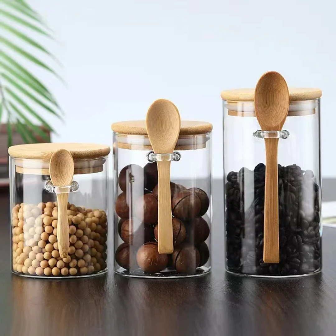 Glass Jar with Bamboo Spoon
