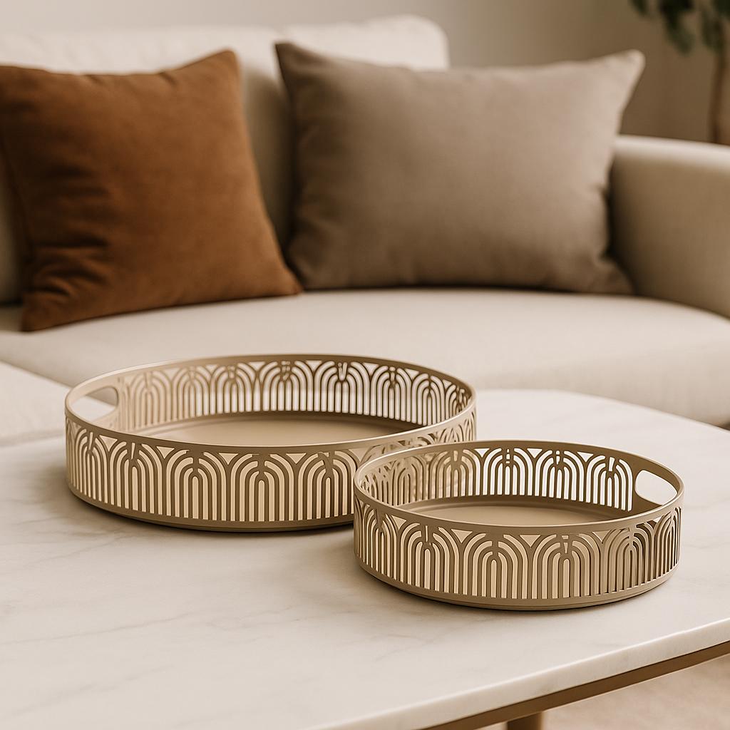 Round Iron Serving Trays Set| Diameter 30cm & 35cm