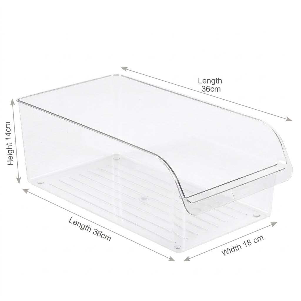Clear Plexi Fridge Storage Bin | Wide Can & Food Organizer - view 3