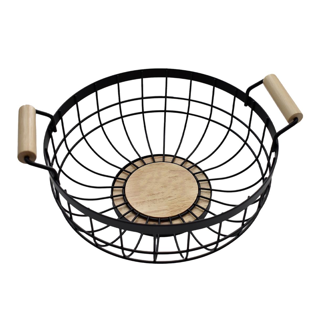 Iron Basket With Bamboo Handles