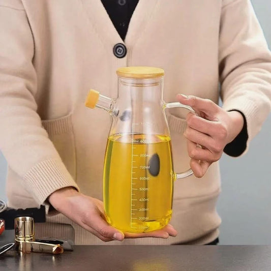 Glass Oil Dispenser |Bamboo Lid |  750ml & 900ml