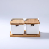 Porcelain Canister Set with Bamboo Tray - view 4
