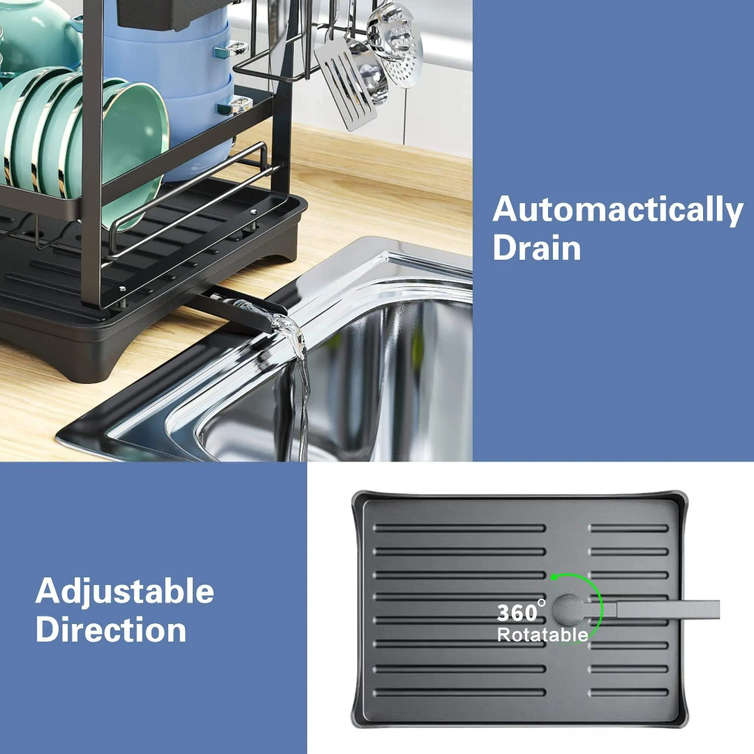 2 tiers dishrack with drainer