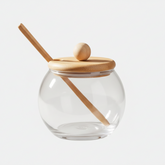 Glass Sugar Jar with Bamboo Lid & Spoon
