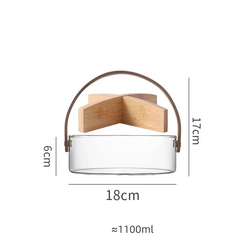 Glass Serving Tray with Bamboo Handle