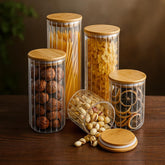 Ribbed Glass Jars with Bamboo Lids, Set of 5, 8cm - view 2