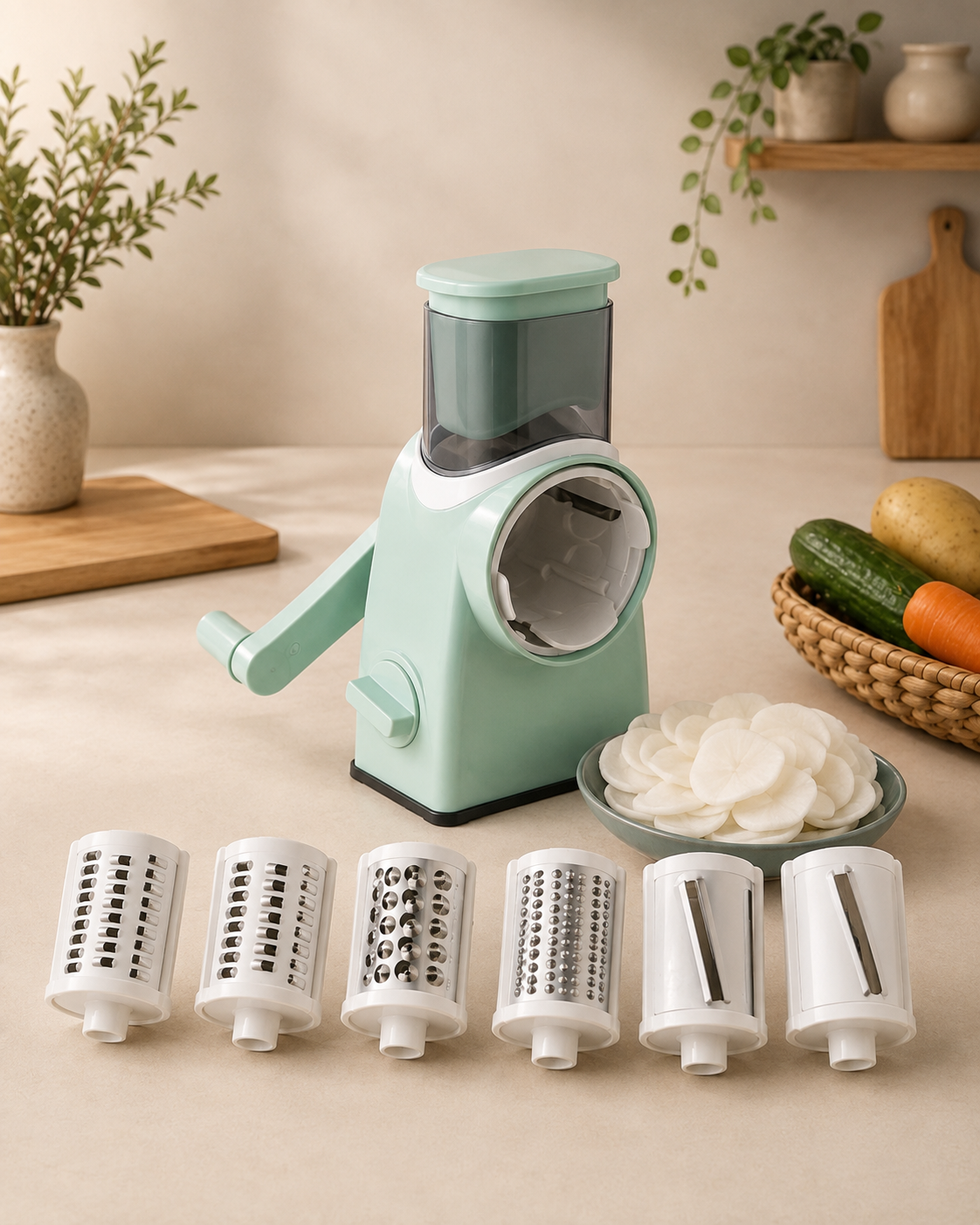 Manual Rotary Vegetable Slicer & Grater