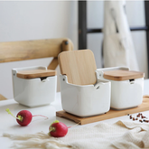 Porcelain Canister Set with Bamboo Tray - view 5