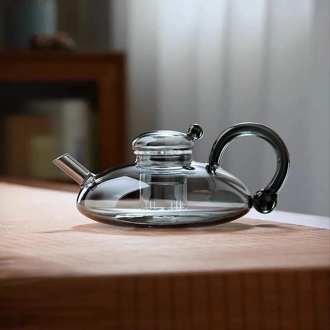 700ml Heat Resistant Glass Black Teapot