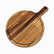 Round acacia wood serving board with handle, hanging hole and juice groove