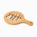 Round bamboo cheese board with handle and 4 stainless steel cheese knives stored in the board