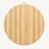 Top view of a round bamboo cutting board with striped bamboo grain and hanging ring