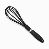 Black silicone whisk with speckled granite-style handle, silver ring and hanging hole