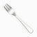 Single mirror-polished stainless steel dessert fork with plain rounded handle, diagonal view