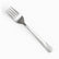 Single stainless steel dessert fork with wave handle, diagonal view