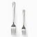 Stainless steel dinner fork and smaller dessert fork with wave handles side by side