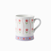 Spring Floral Ceramic Mug, 400ml - white mug with pink flowers and lilac band