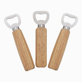 Set of 3 stainless steel bottle openers with wooden handles