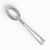 Single stainless steel coffee spoon with wave handle, diagonal view