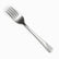 Single stainless steel dessert fork with wave handle, diagonal view