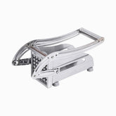 Stainless steel lever-press French fry cutter with square blade grid