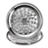 Stack of round stainless steel serving trays with polished swirl base