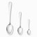 Mirror-polished stainless steel table, dessert and coffee spoons side by side to compare sizes