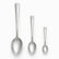 Stainless steel table, dessert and coffee spoons with wave handles side by side to compare sizes