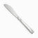 Single stainless steel table knife with wave handle and serrated edge, diagonal view
