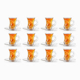 Glass Tea Cups & Saucers | Set of 12 | 130ml