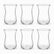 Six empty clear glass Turkish tea glasses with classic tulip shape