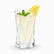 Twisted diamond-cut glass tumbler with hexagonal base filled with lemonade, mint and a lemon wedge