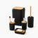 5-Piece Ribbed Bathroom Accessories Set with Bamboo