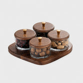 Glass Storage Jar Set with Acacia Wood Lids