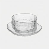 Wavy Glass Dessert Bowls with Saucers, Set of 6