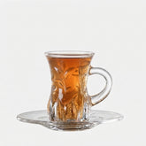 Glass Tea Cups & Saucers, Set of 12, 130ml