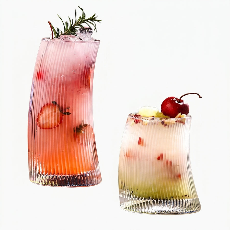 Ribbed Glass Tumblers, Set of 12