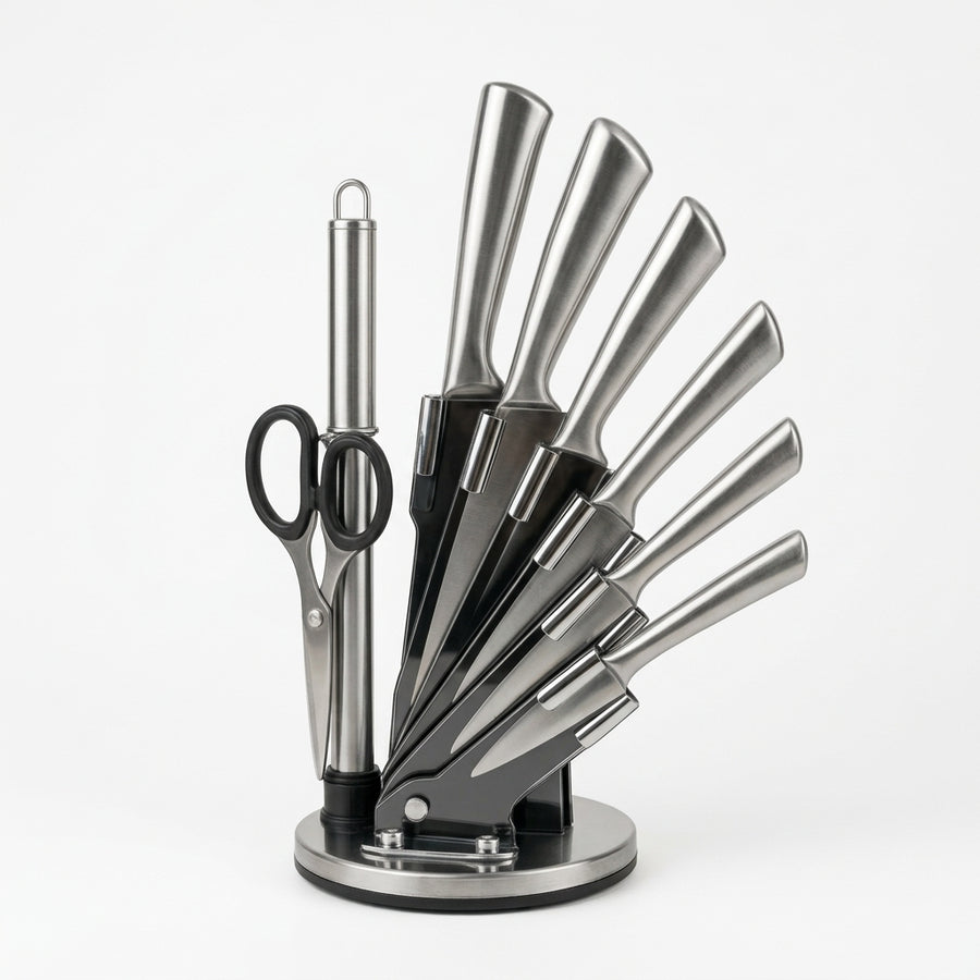 8-Piece Stainless Steel Knife Set with Stand & Scissors