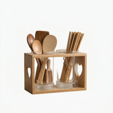 Wooden Utensil Holder & Glass Drainer Set