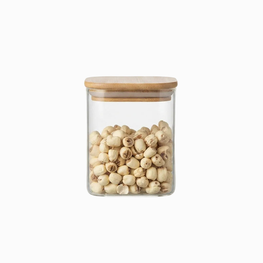 Rectangular Airtight Glass Container with Bamboo Lid