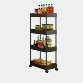 5-Tier Black Kitchen Storage Trolley Cart