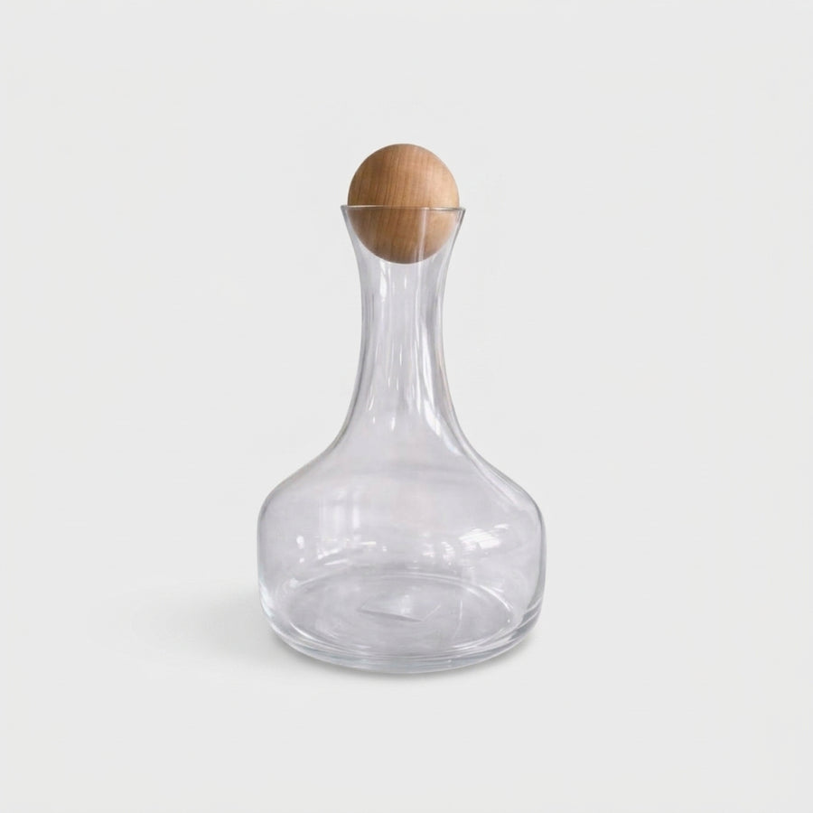 Glass Water Jug with Bamboo Ball Lid, 1.5L